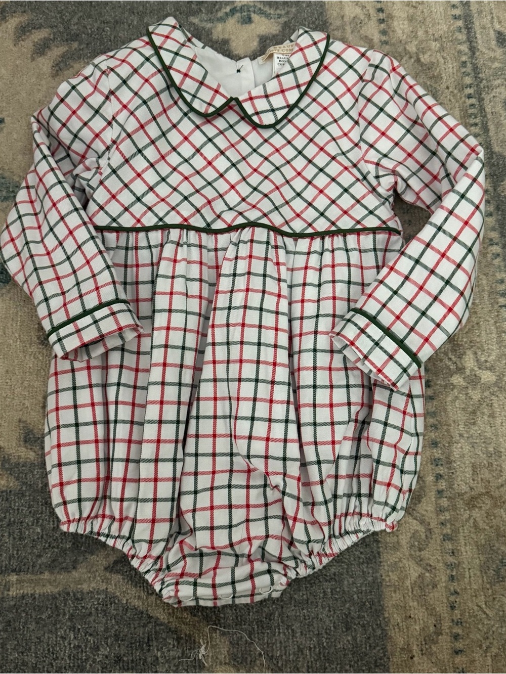 The Beaufort Bonnet Company White Plaid One-Piece with Red and Green Trim